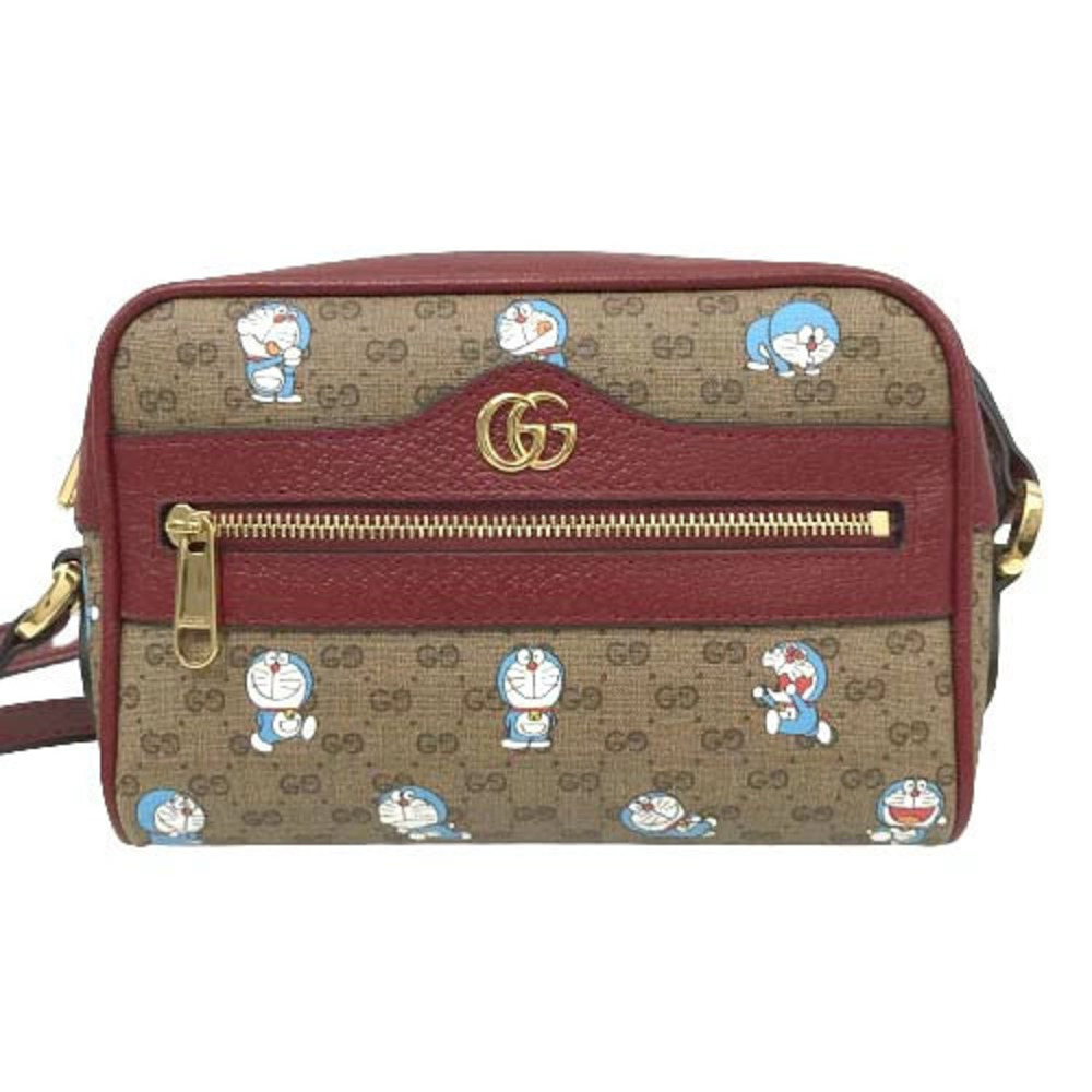 Gucci Red Supreme Doraemon Bag Shoulder GG Collaboration Brown Crossbody